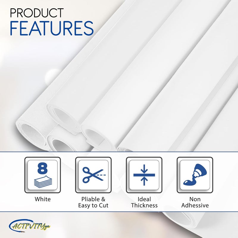 ACTIVITYYA White EVA Foam Sheets, 6 x 9 Inch, 2mm Thick – Foam Paper for DIY Arts and Crafts, School Projects, and More – 8 Pack - Image 4